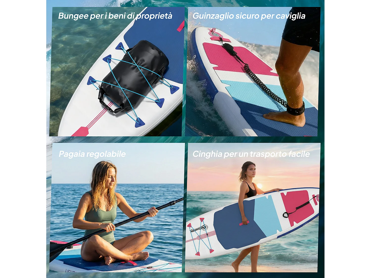 Sup gonfiabile con accessori 305x89x15 cm multicolore