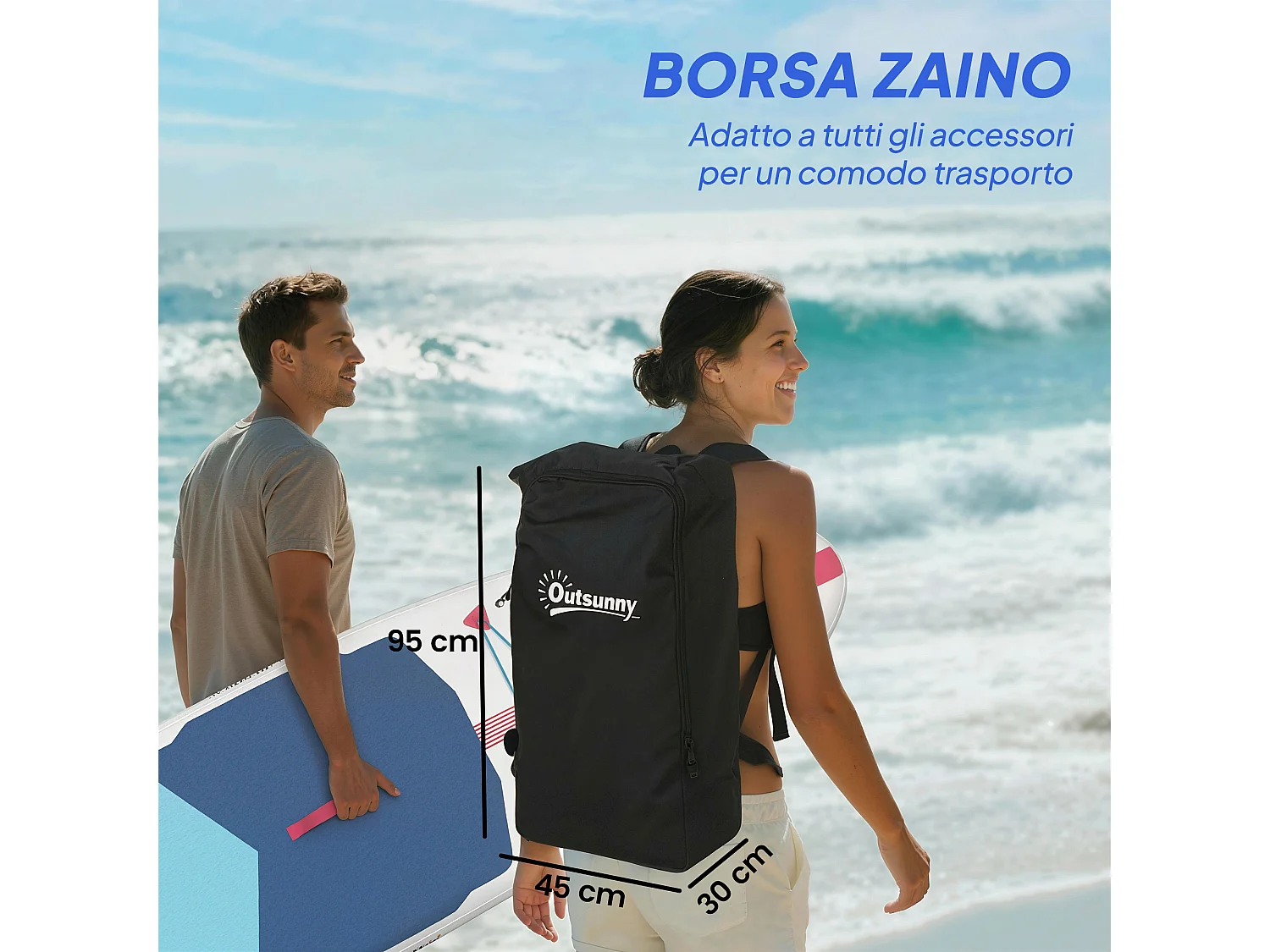 Sup gonfiabile con accessori 305x89x15 cm multicolore