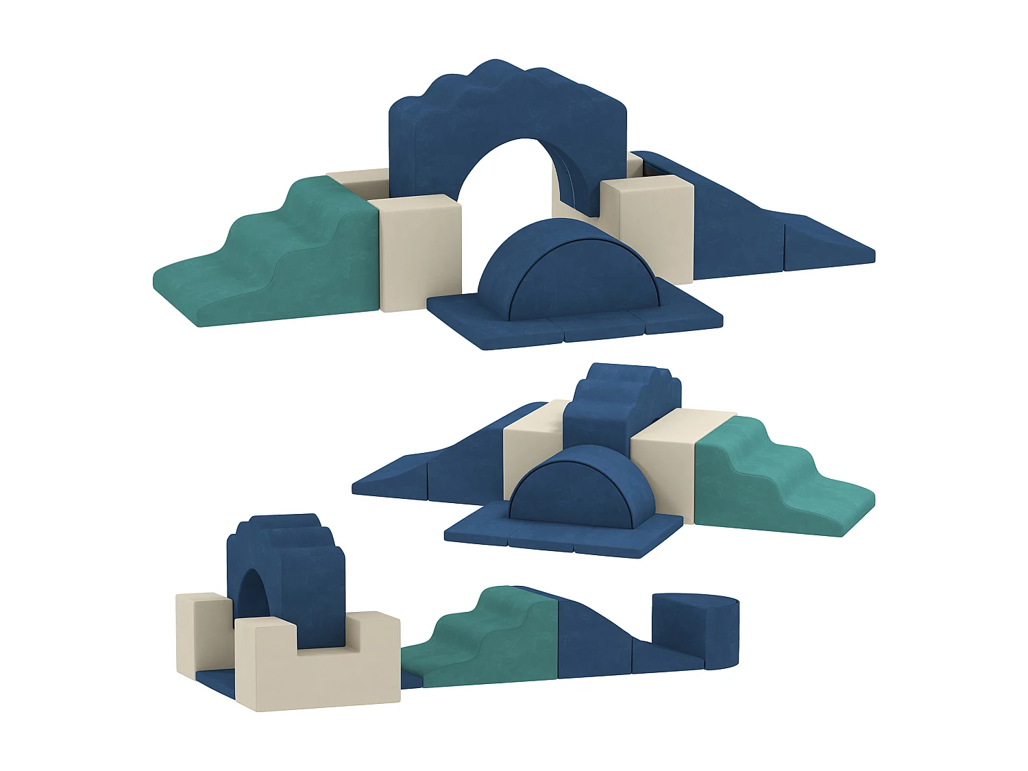 Set 7 blocchi di costruzione morbidi per bambini fino 3 anni blu