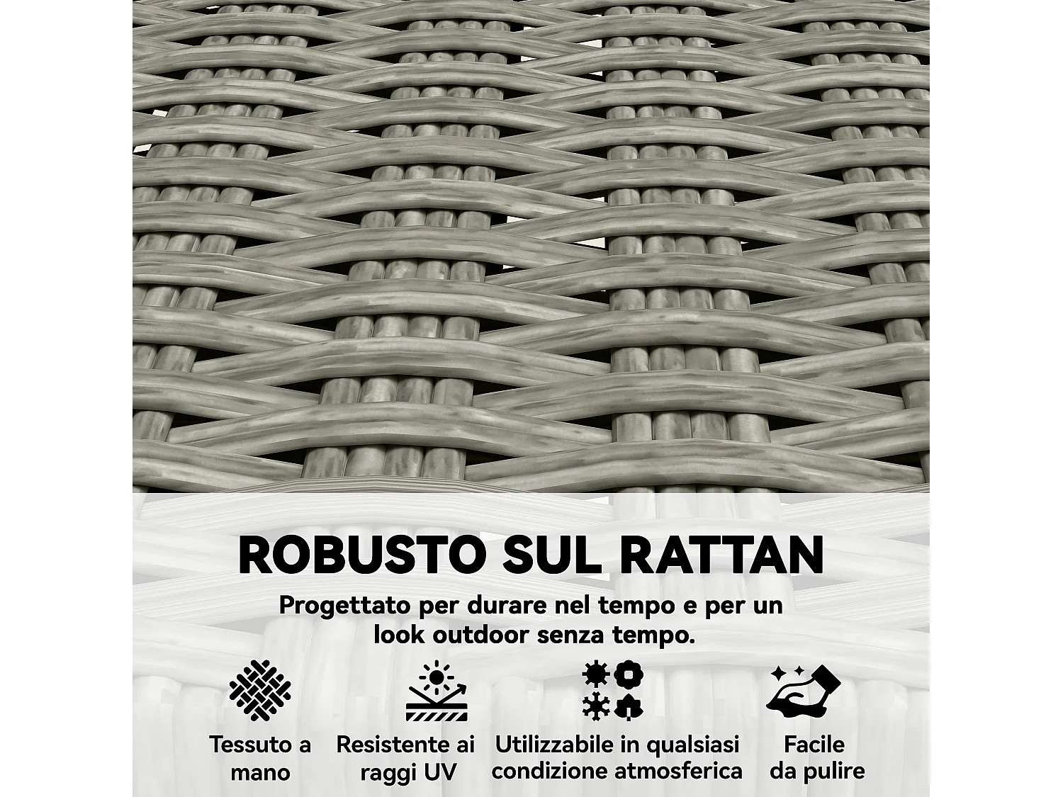 Set di 2 sedie pieghevoli da giardino pieghevoli in legno grigio