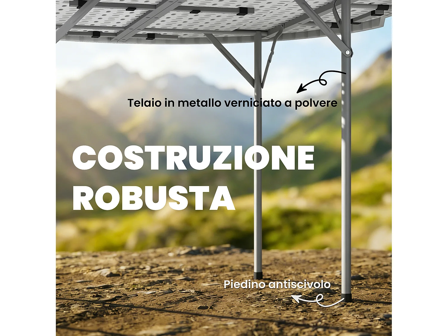 Tavolo da campeggio rotondo 120x120x74 cm bianco