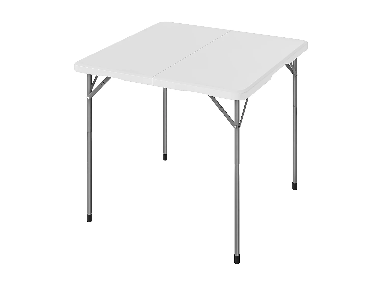 Tavolo da campeggio pieghevole quadrato 86x86x74 cm in HDPE bianco