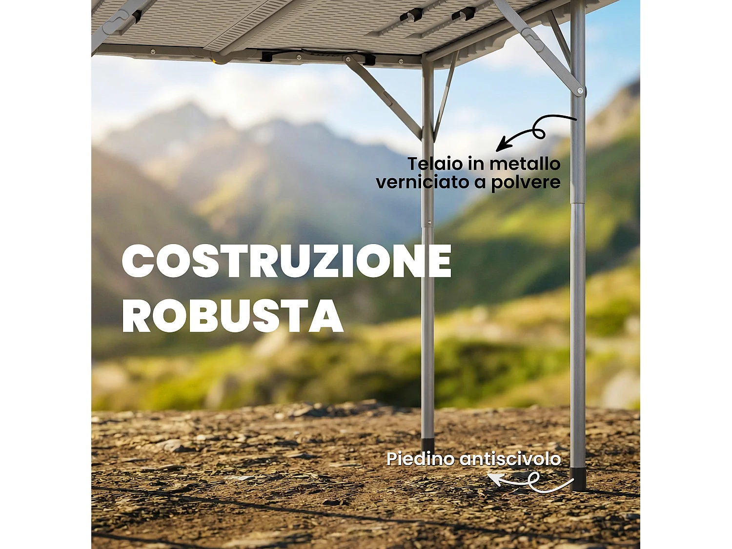 Tavolo da campeggio pieghevole quadrato 86x86x74 cm in HDPE bianco