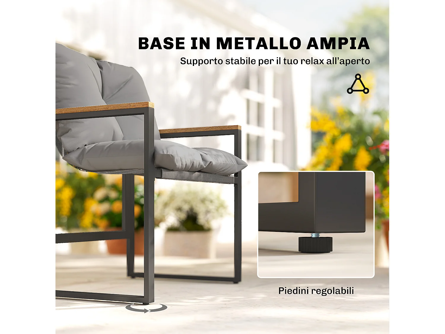 Set tavolo e sedie da esterno per 3 persone multicolore