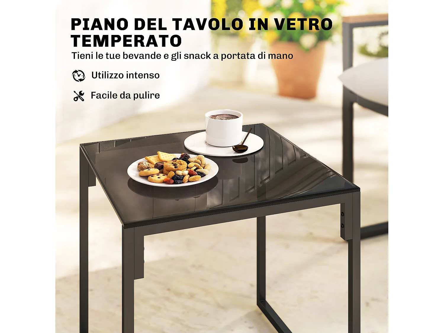 Set tavolo e sedie da esterno per 3 persone multicolore