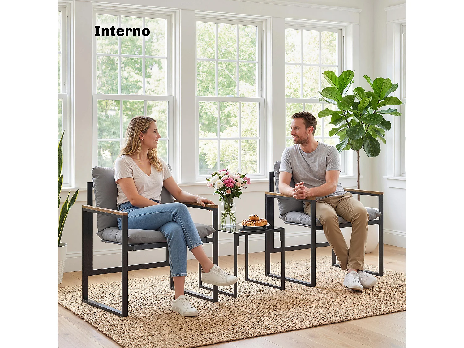 Set tavolo e sedie da esterno per 3 persone multicolore