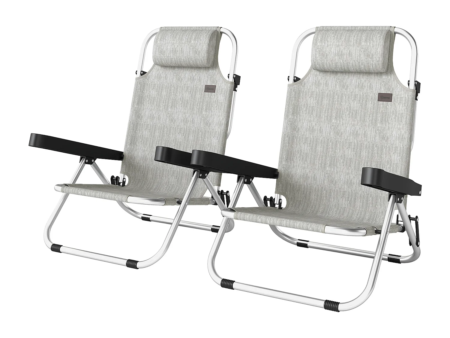 Set 2 sedie a sdraio pieghevoli 62x61x80 cm grigio