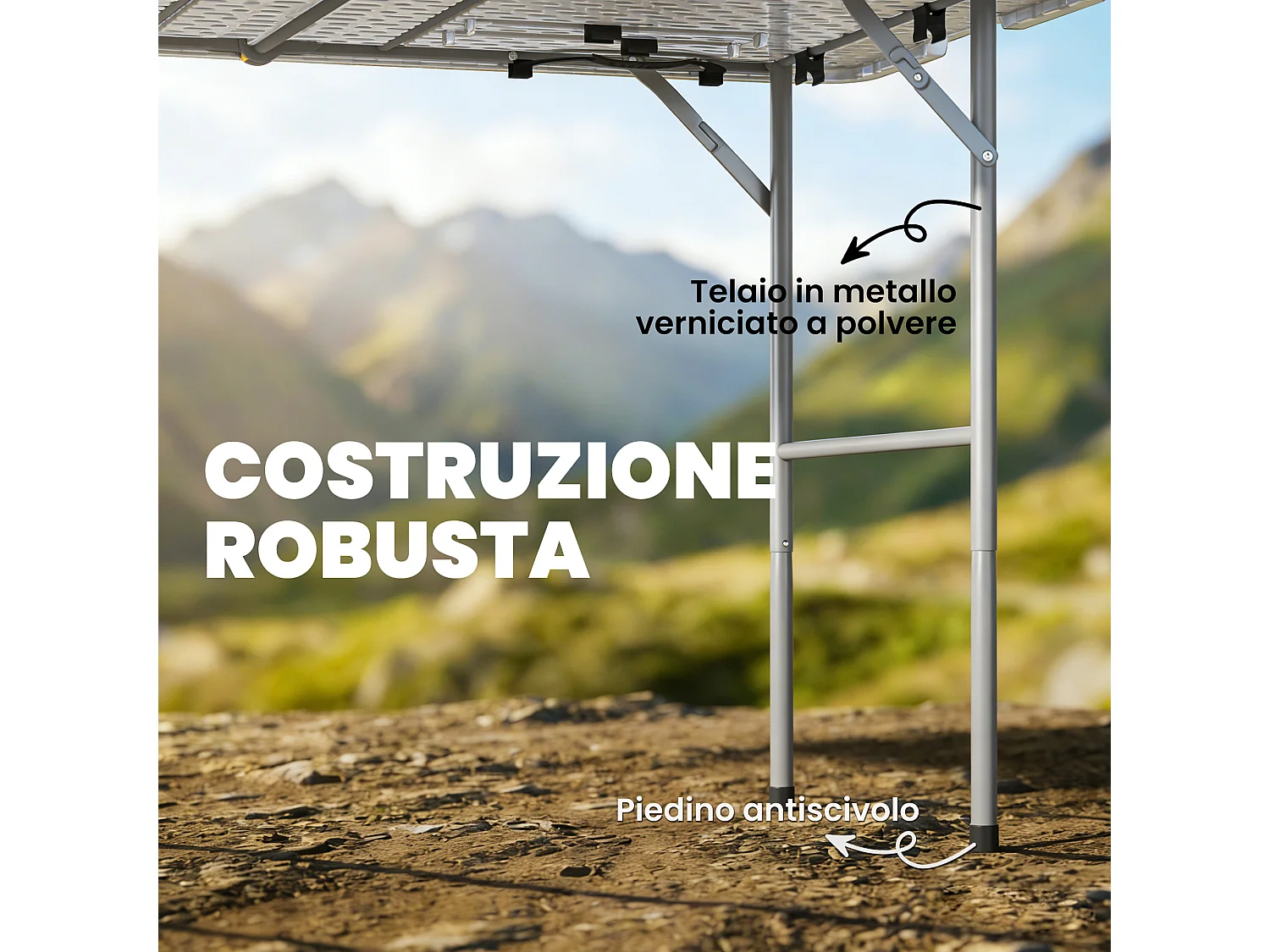 Tavolo da campeggio pieghevole hdpe 120x60x74 cm bianco