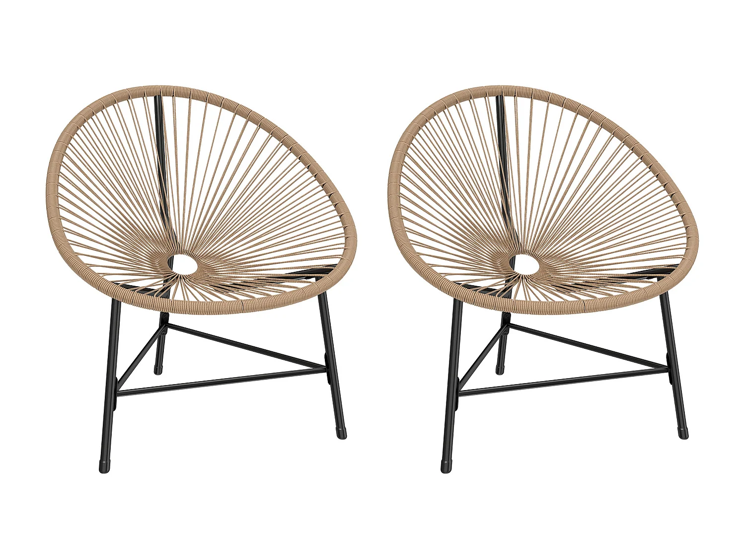 Set 2 sedie acapulco in rattan pe 72x68x81cm color legno