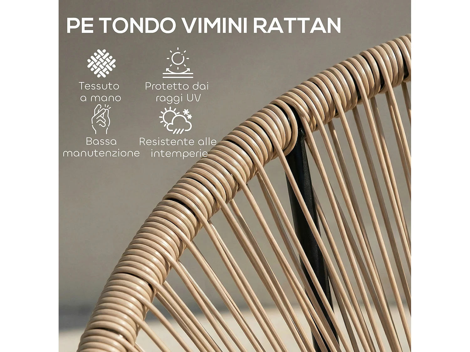 Set 2 sedie acapulco in rattan pe 72x68x81cm color legno