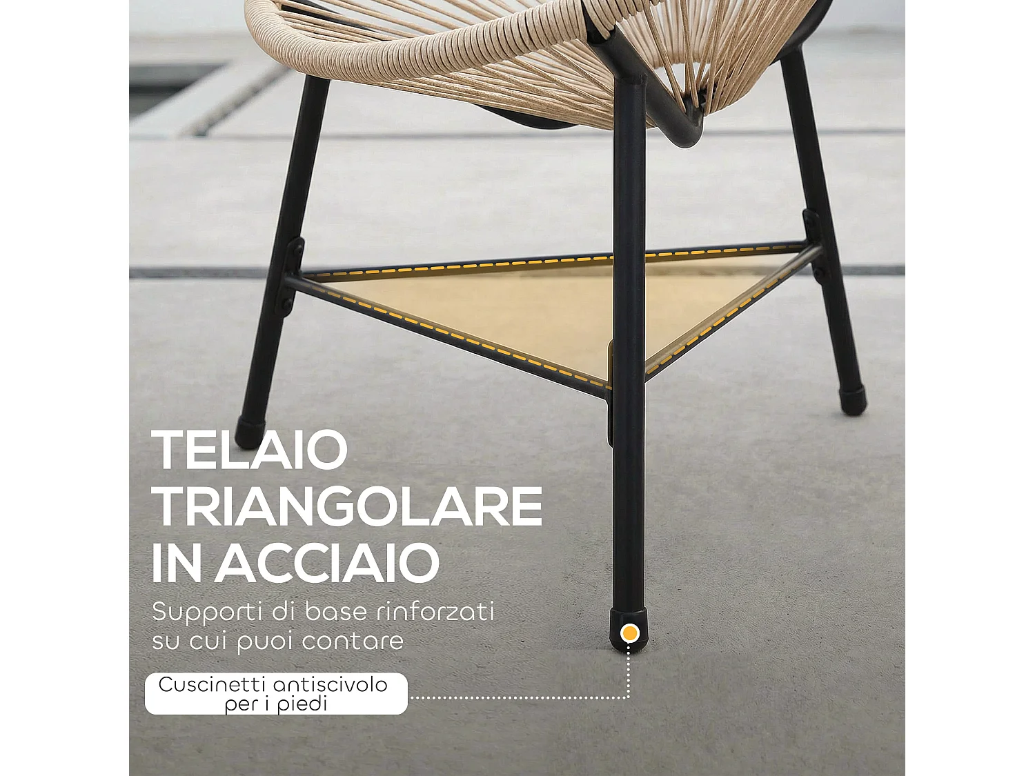 Set 2 sedie acapulco in rattan pe 72x68x81cm color legno