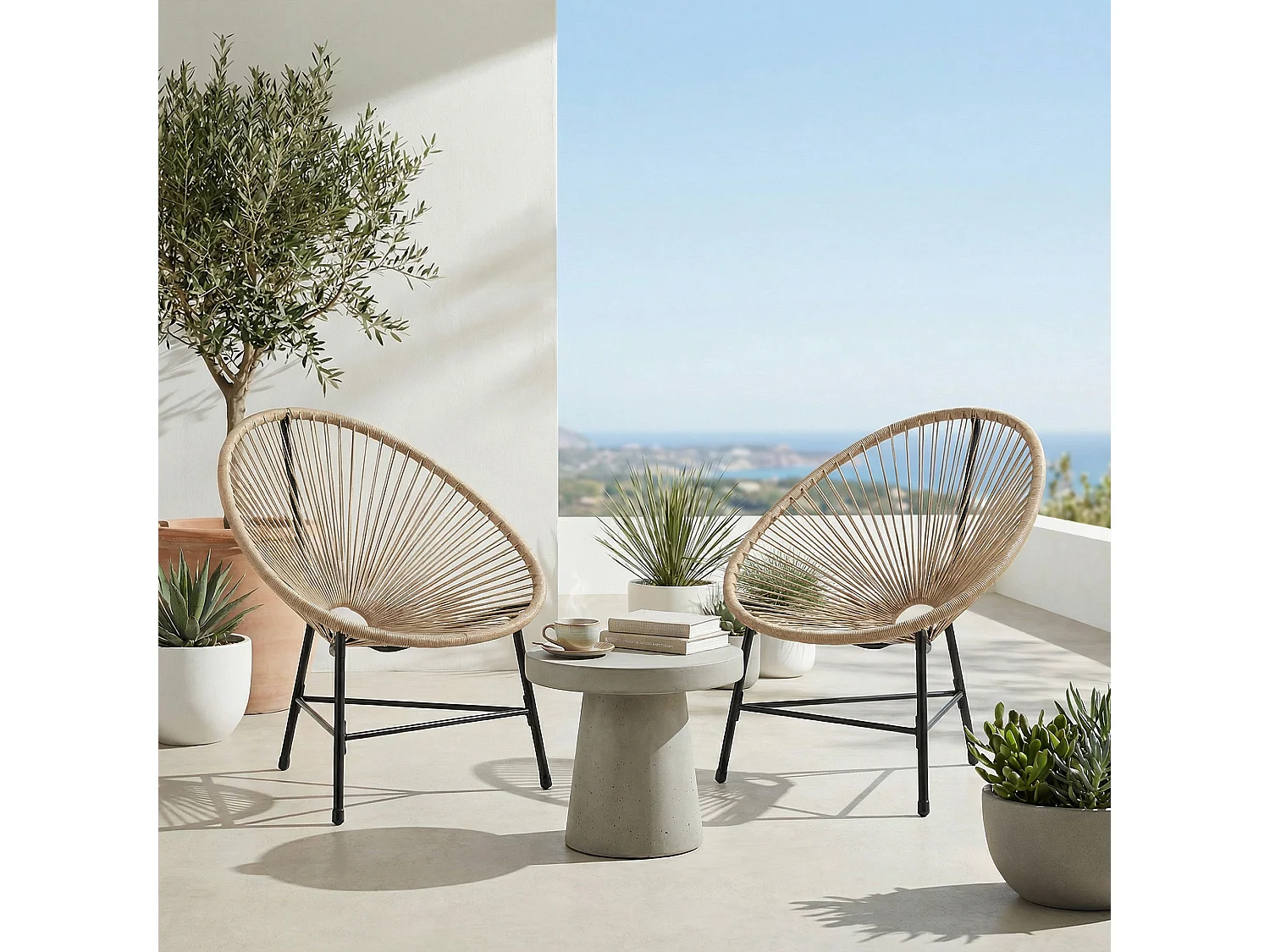 Set 2 sedie acapulco in rattan pe 72x68x81cm color legno