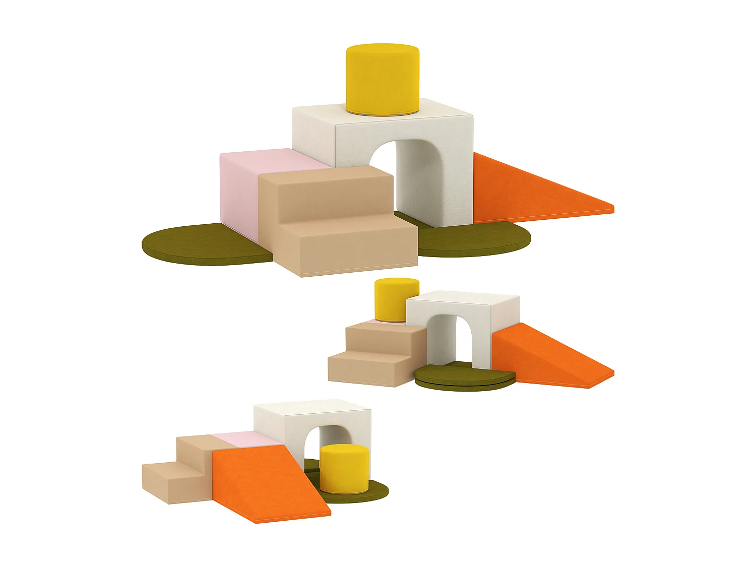 Set 8 costruzioni morbide per bambini 0-3 anni in velluto e schiuma pu