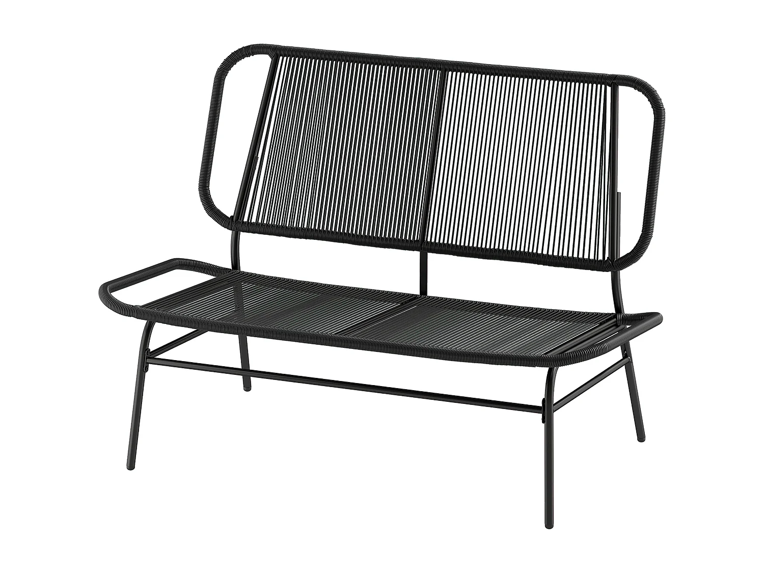 Divano da giardino 2 posti rattan pe acciaio nero