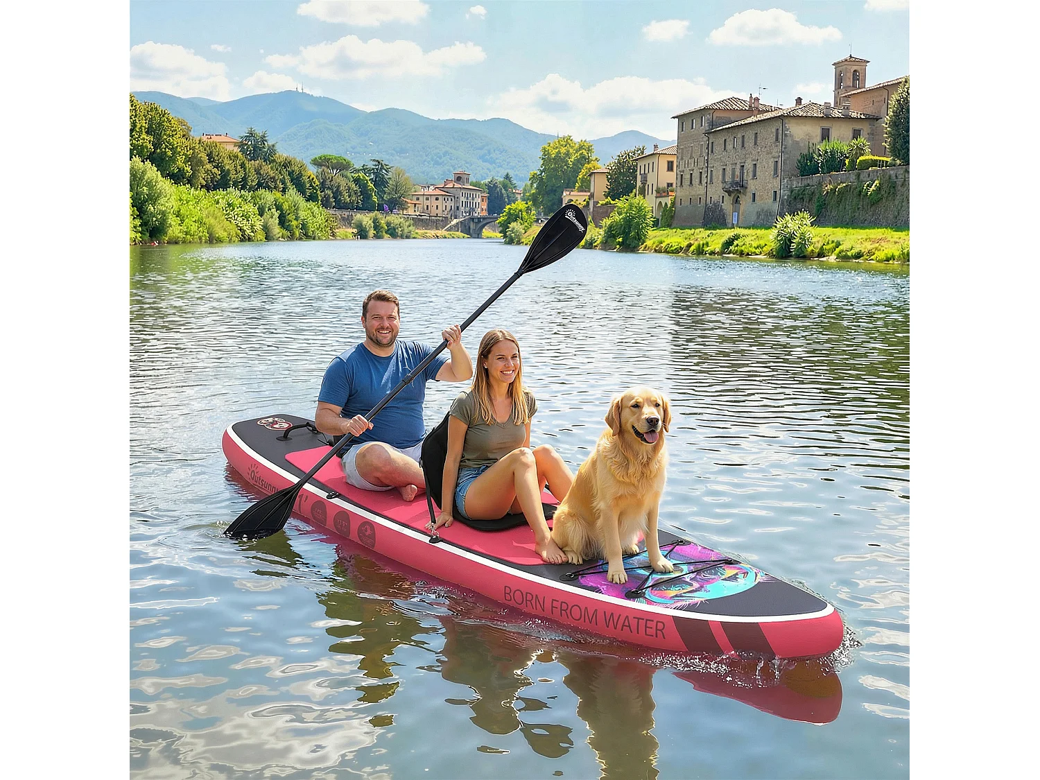 Sup gonfiabile con accessori 335x82x15 cm blu e rosa