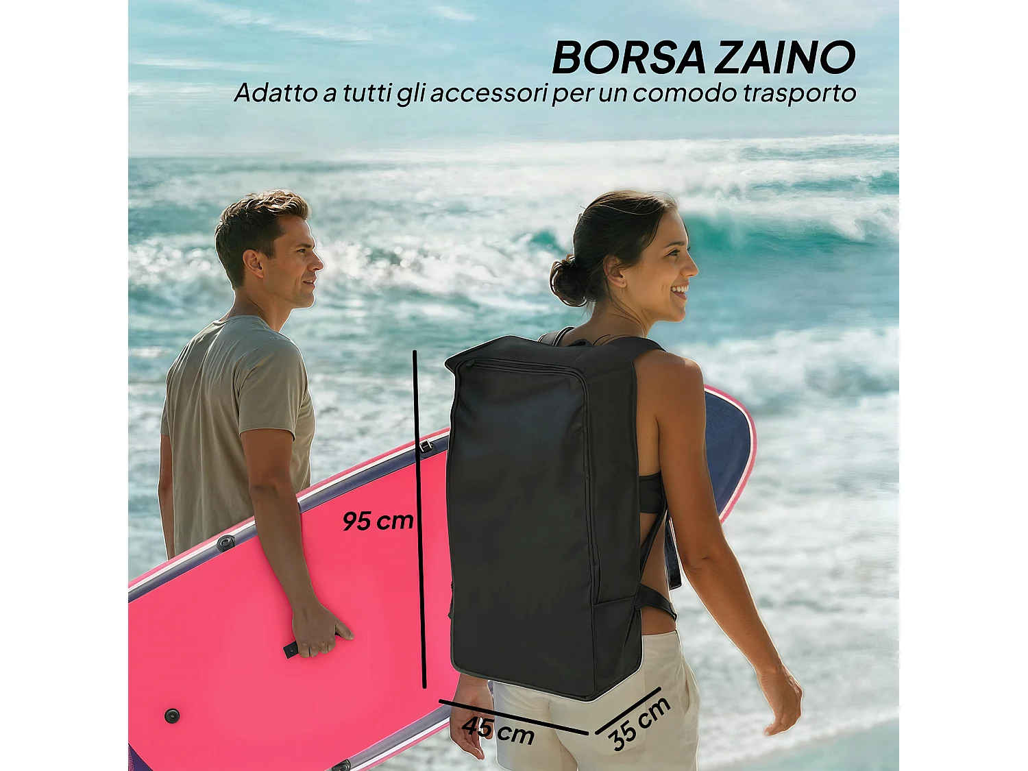 Sup gonfiabile con accessori 335x82x15 cm blu e rosa