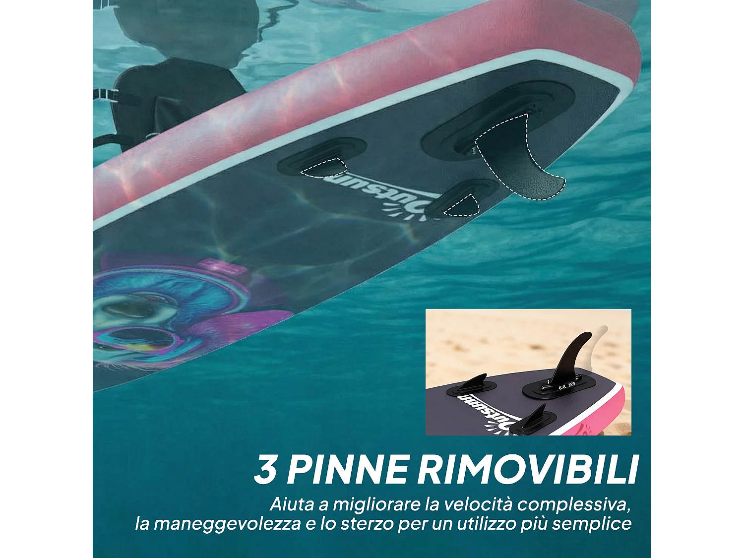 Sup gonfiabile con accessori 335x82x15 cm blu e rosa