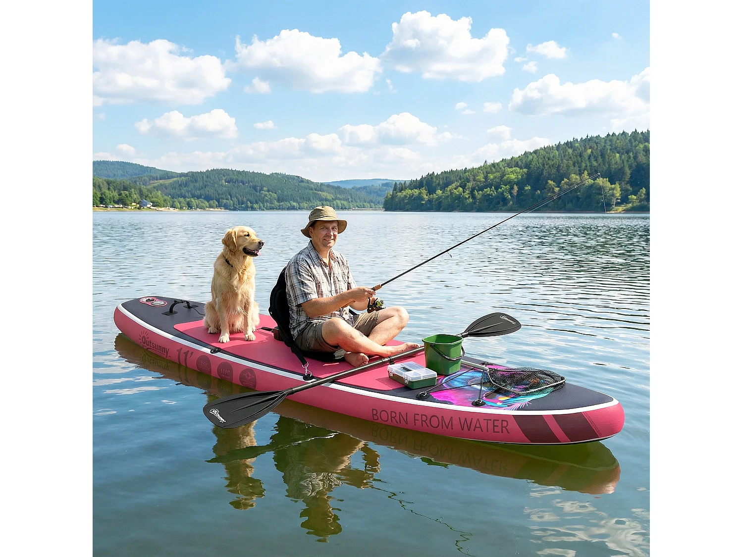 Sup gonfiabile con accessori 335x82x15 cm blu e rosa