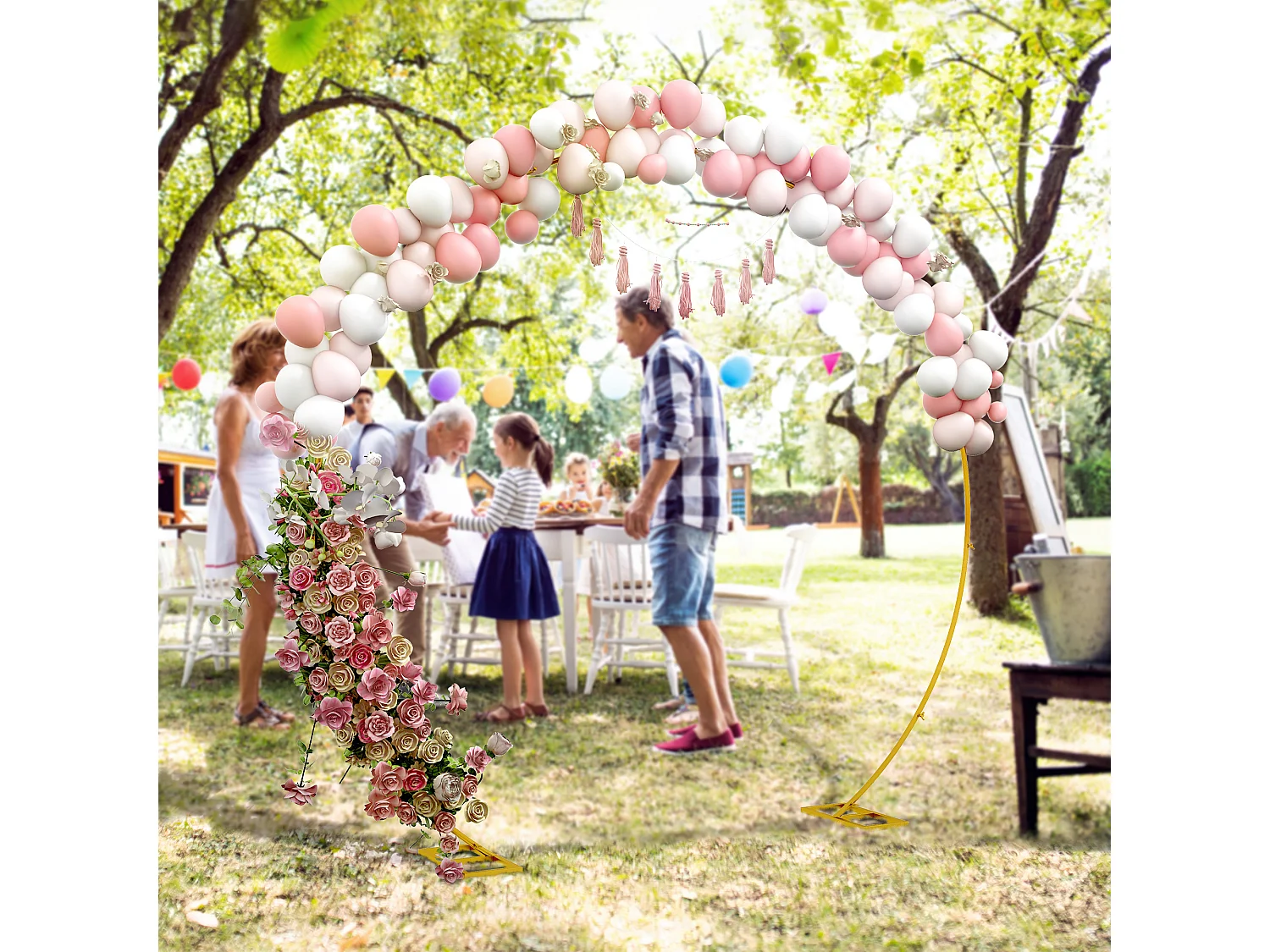 Arco da giardino in acciaio per palloncini e piante oro