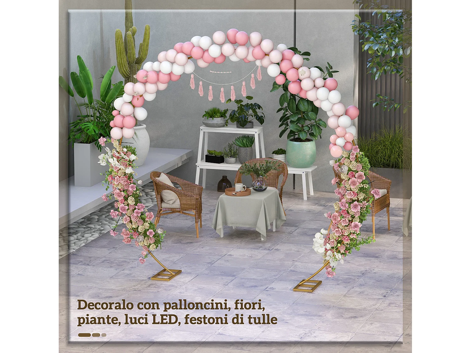 Arco da giardino in acciaio per palloncini e piante oro