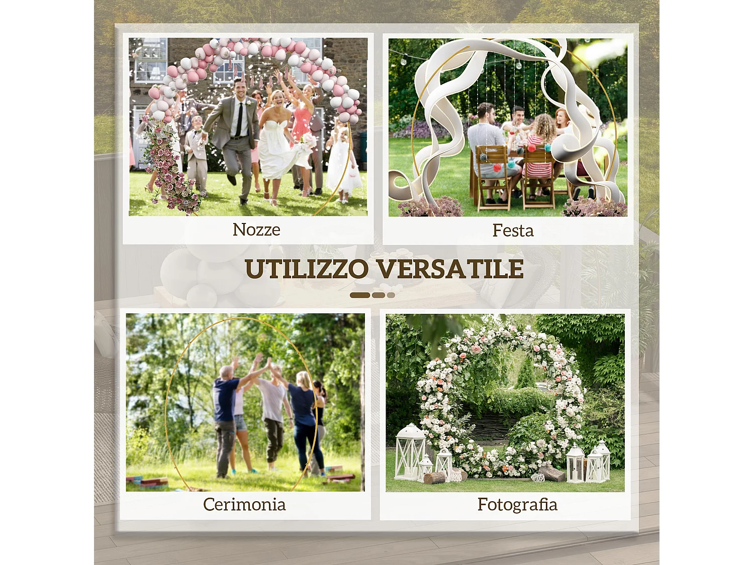 Arco da giardino in acciaio per palloncini e piante oro