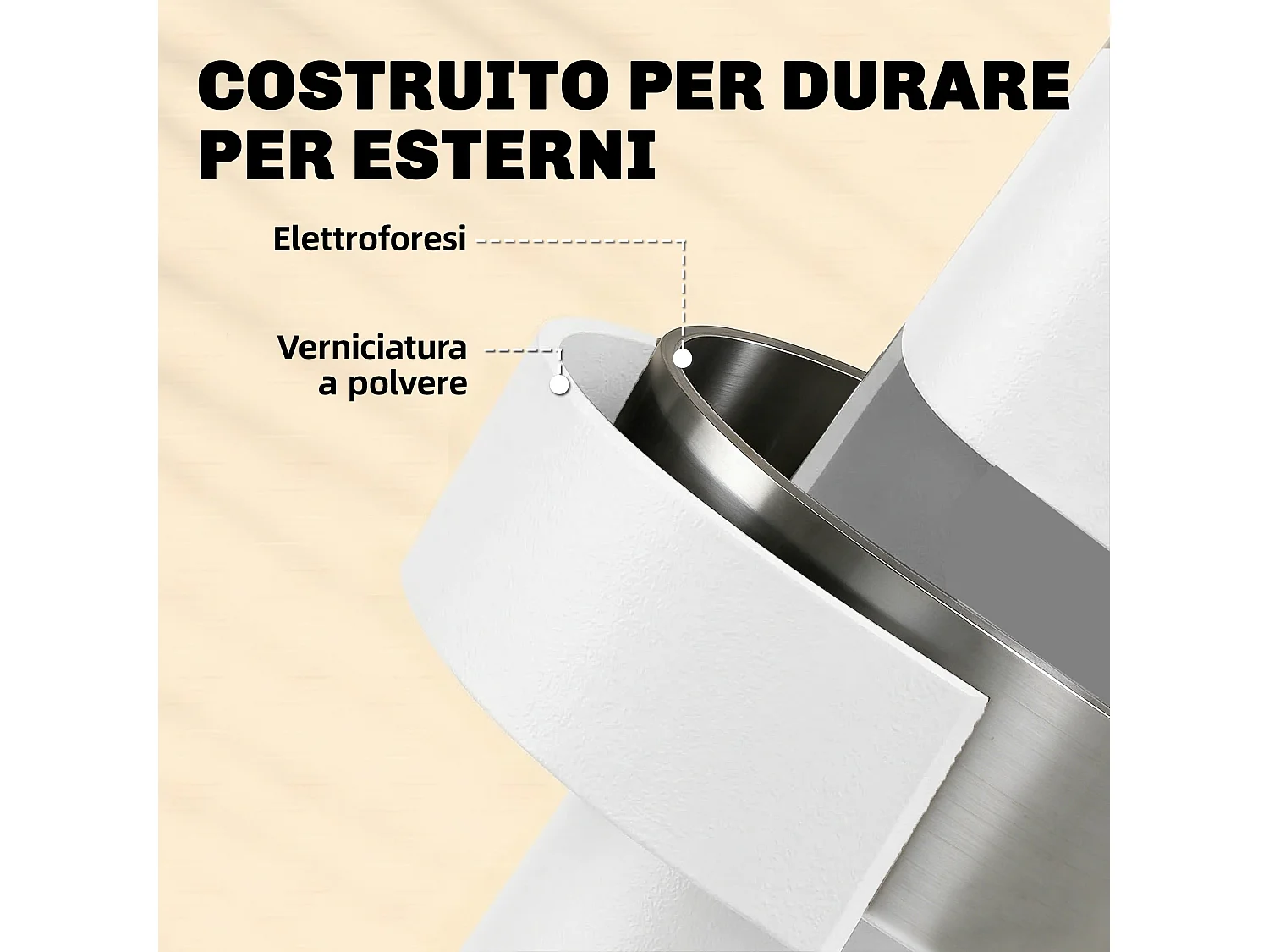 Set bistrò pieghevole da esterno in metallo bianco