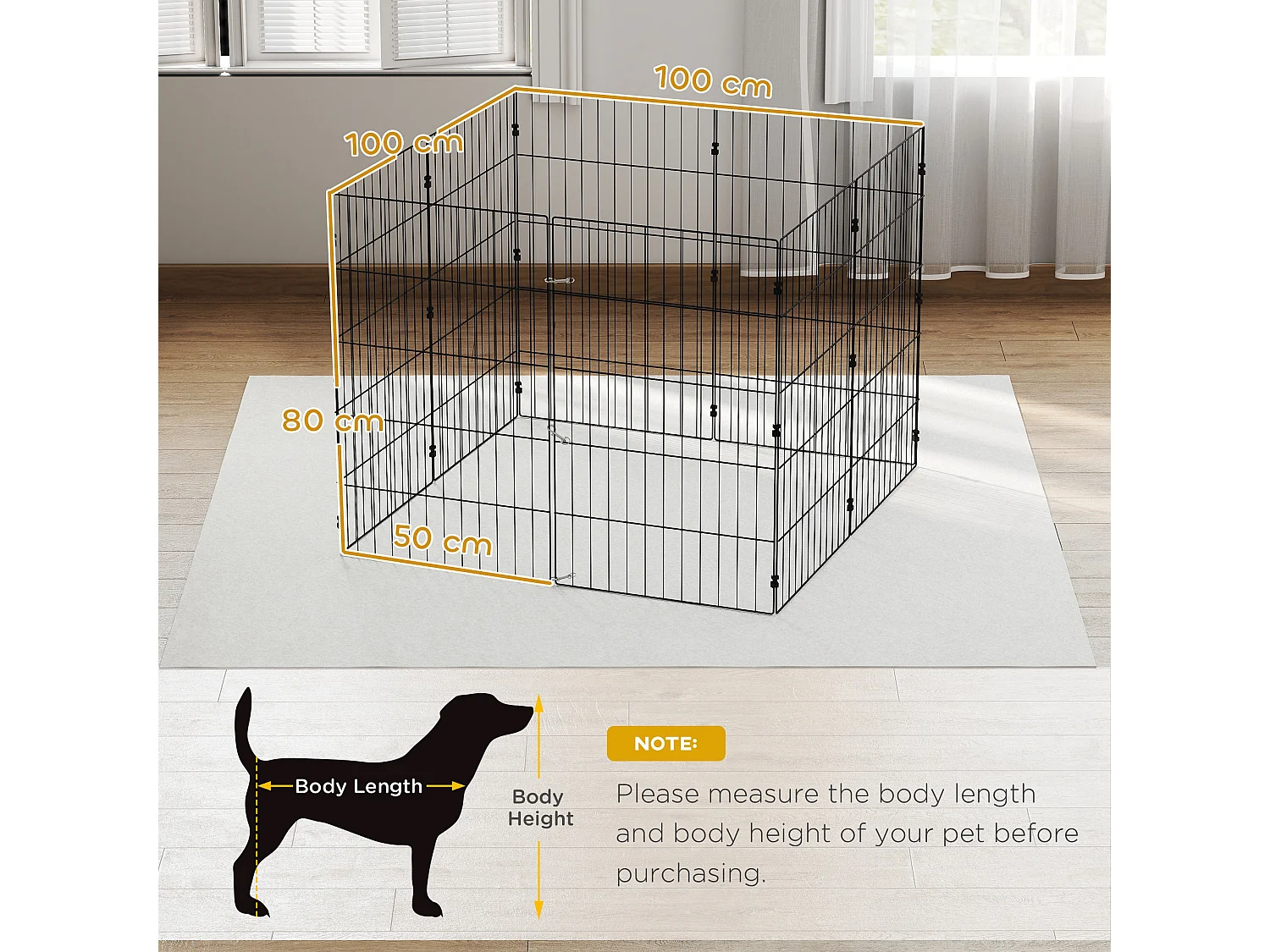 Recinto per cani pieghevole espandibile in metallo nero 8 pannelli