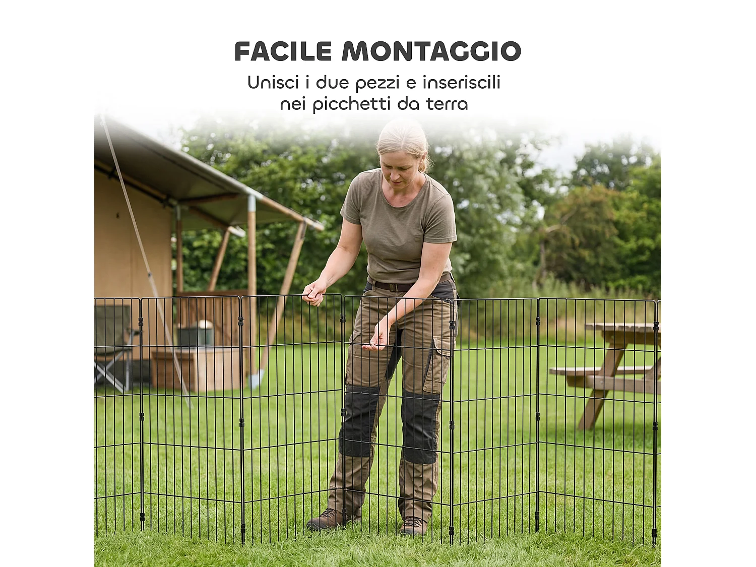 Recinto per cani pieghevole espandibile in metallo nero 8 pannelli