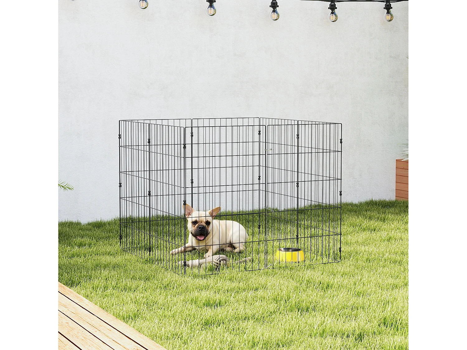 Recinto per cani pieghevole espandibile in metallo nero 8 pannelli