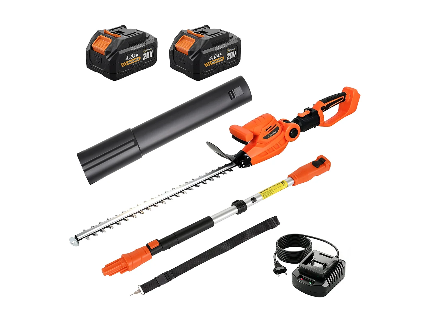 Tagliasiepi telescopico a batteria 18v in alluminio arancione