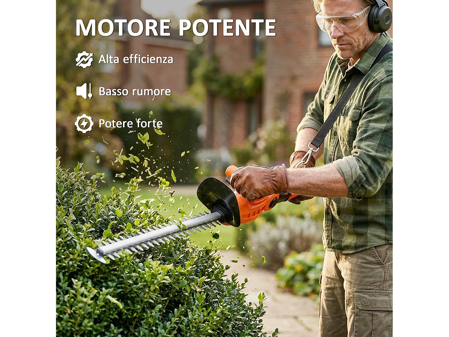 Tagliasiepi telescopico a batteria 18v in alluminio arancione