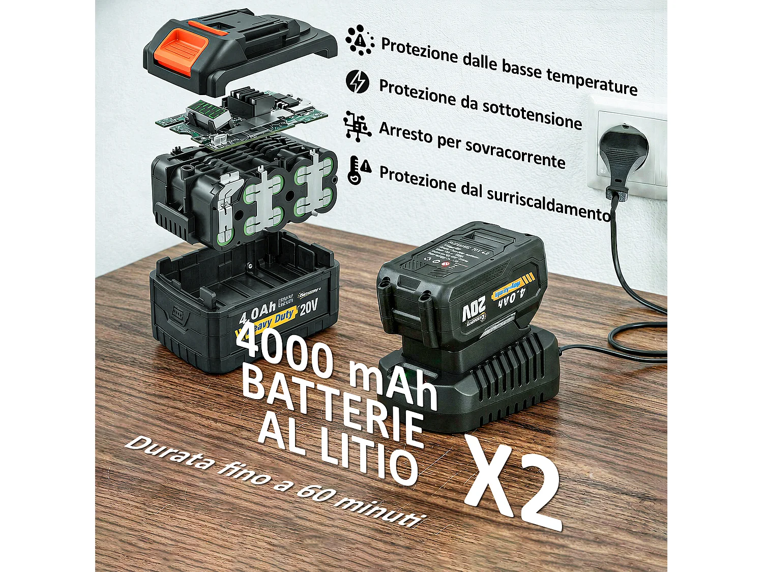 Tagliasiepi telescopico a batteria 18v in alluminio arancione