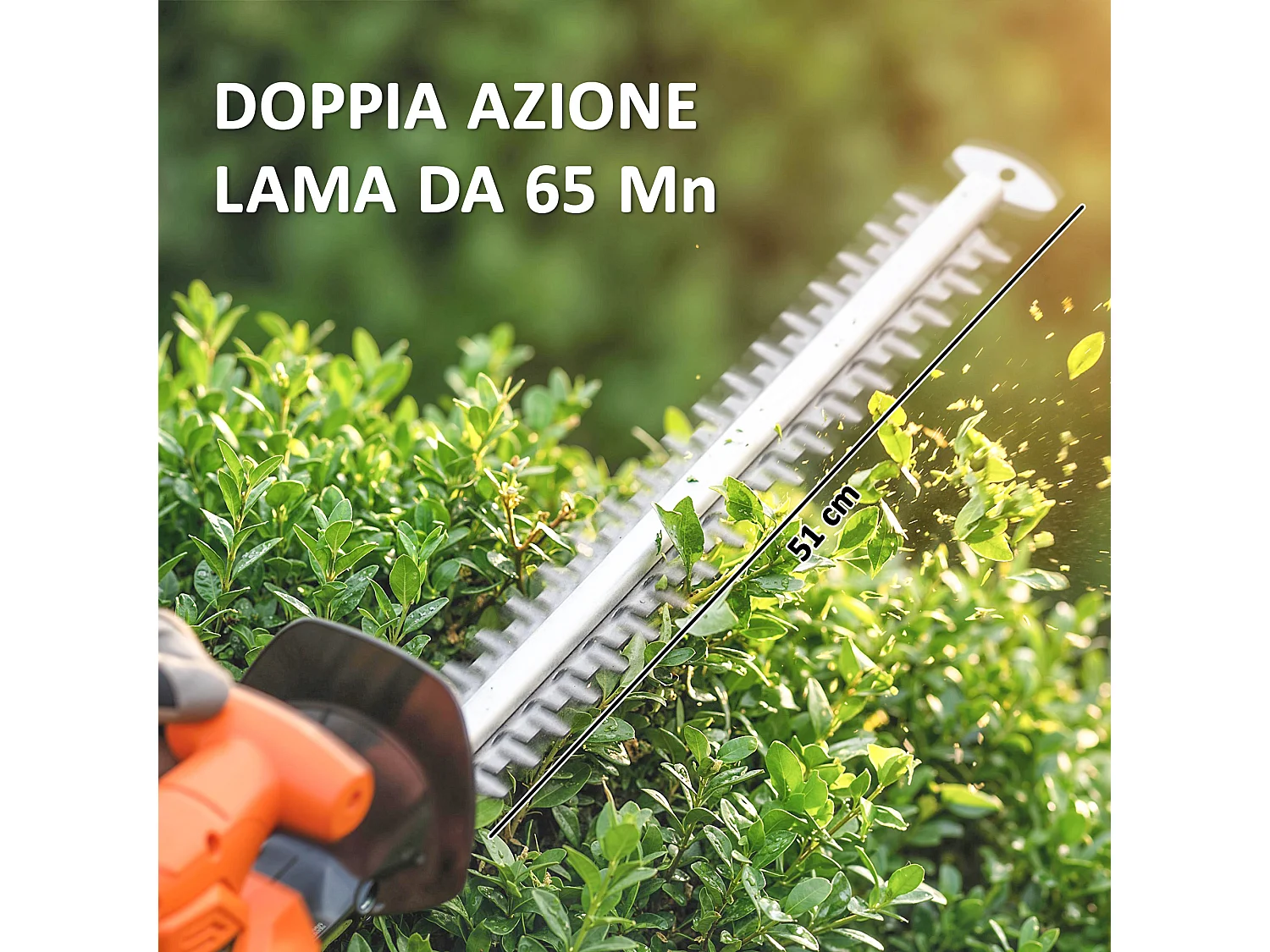 Tagliasiepi telescopico a batteria 18v in alluminio arancione