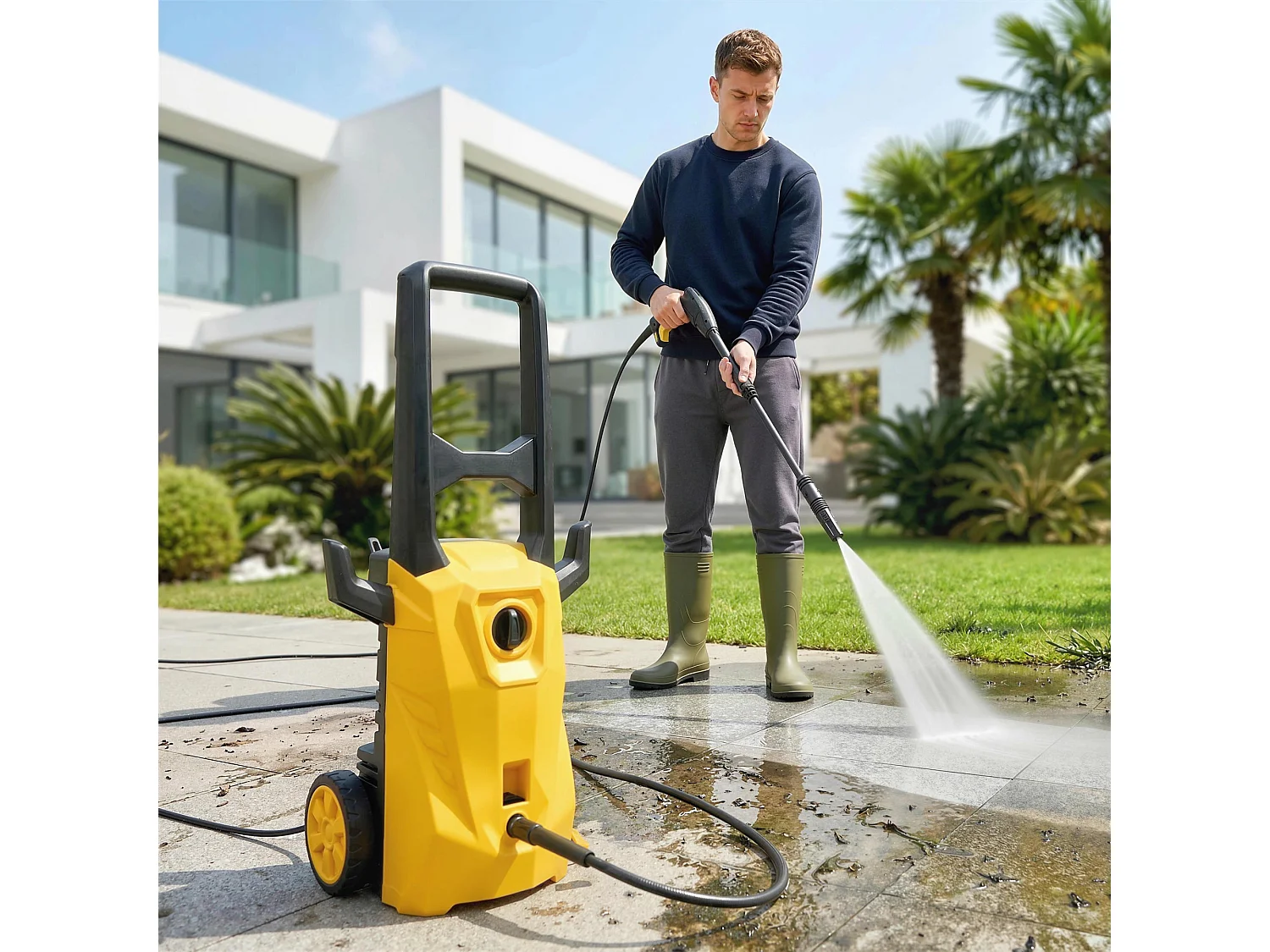 Idropulitrice elettrica portatile 1600w in plastica giallo