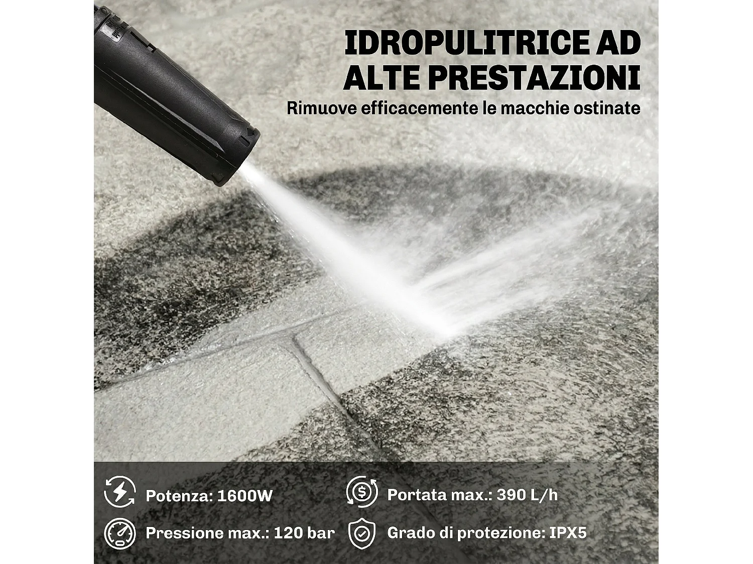 Idropulitrice elettrica portatile 1600w in plastica giallo