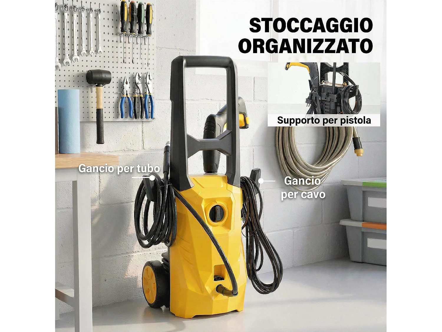 Idropulitrice elettrica portatile 1600w in plastica giallo
