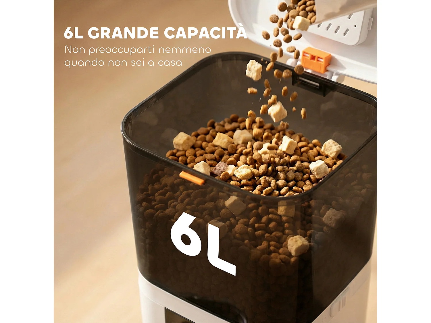 Distributore automatico cibo wifi app 2 ciotole in acciaio inox bianco