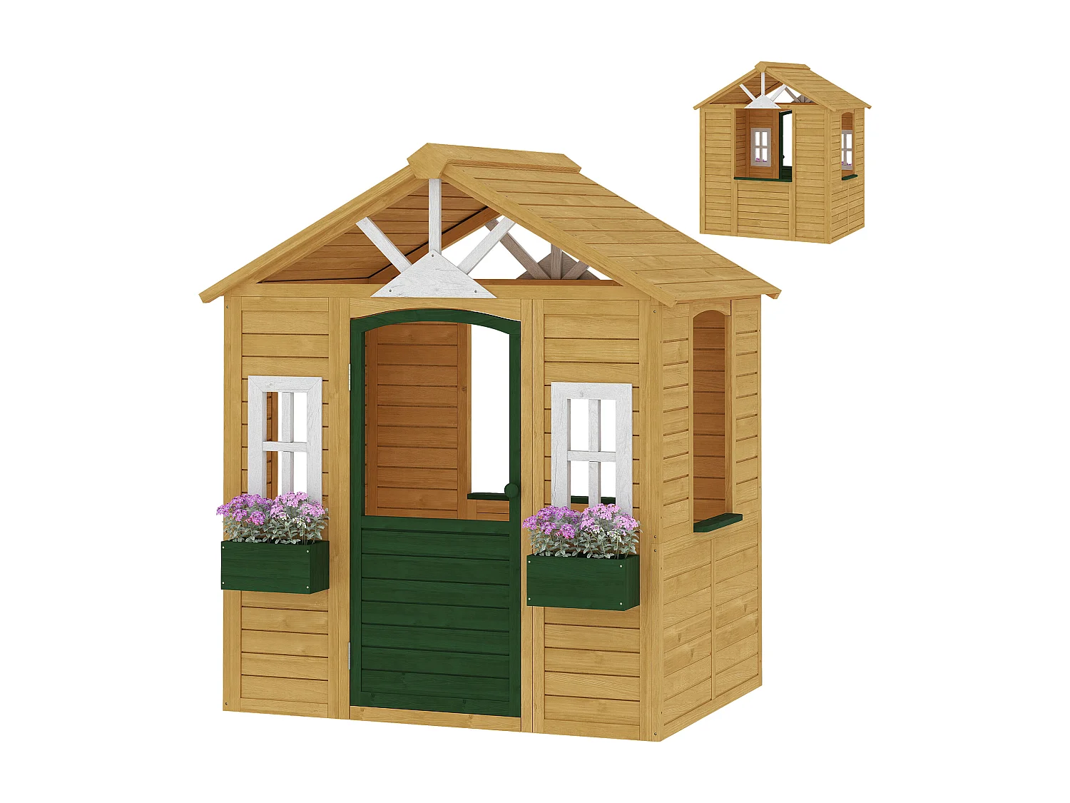 Casetta da gioco per bambini con porta in legno marrone
