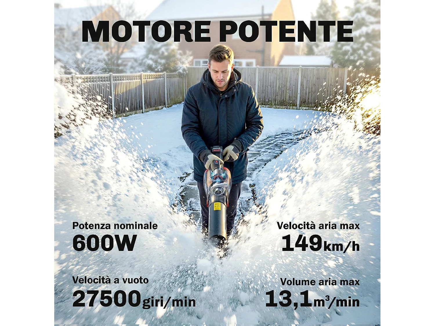 Soffiatore da giardino con tre velocità leggero