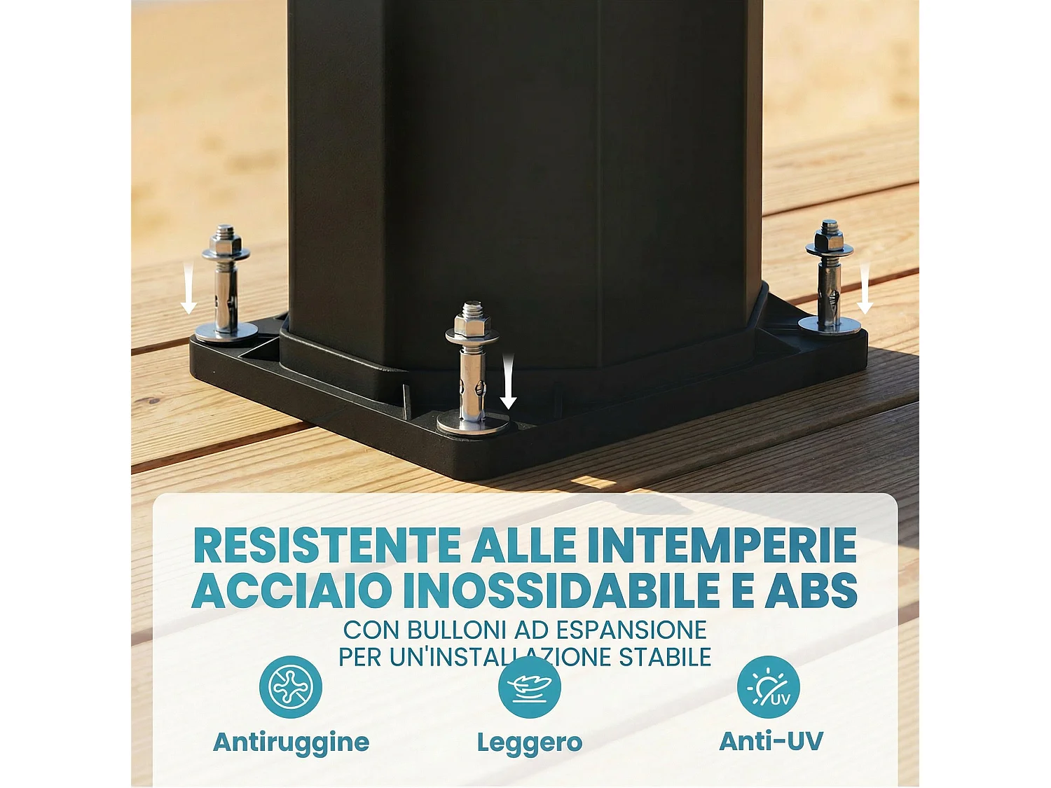 Doccia solare con due soffioni in pvc nero