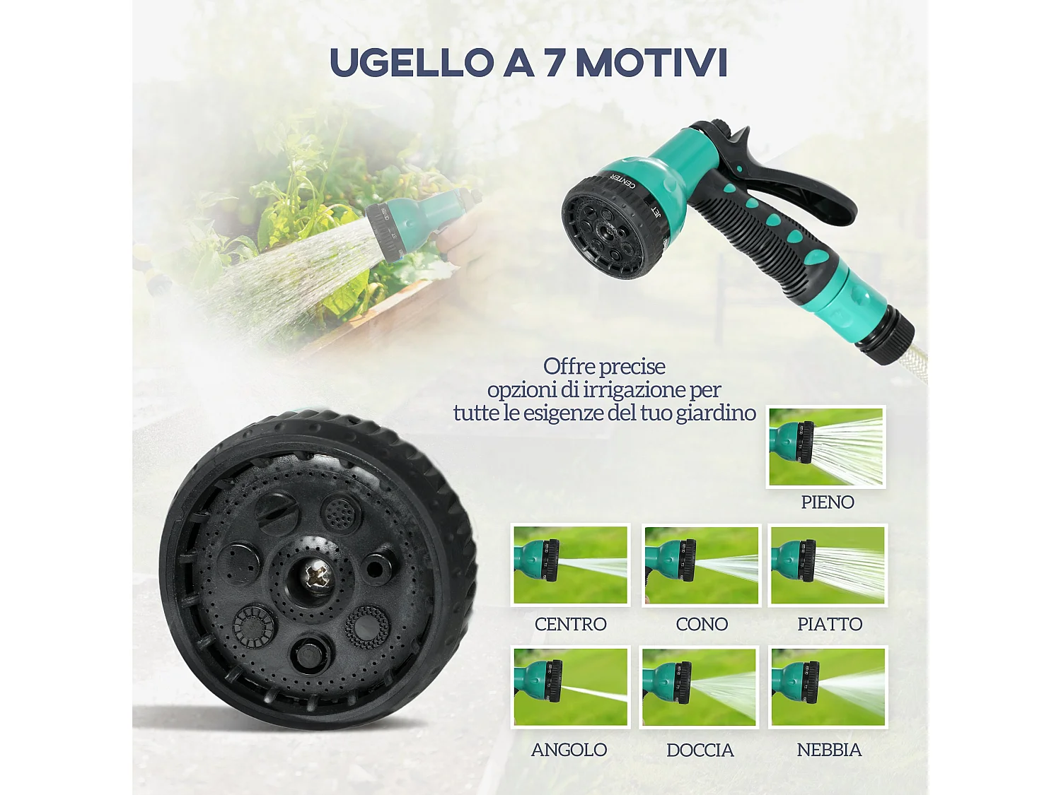 Avvolgitubo da giardino tubo da 30+2m rotazione 180° nero