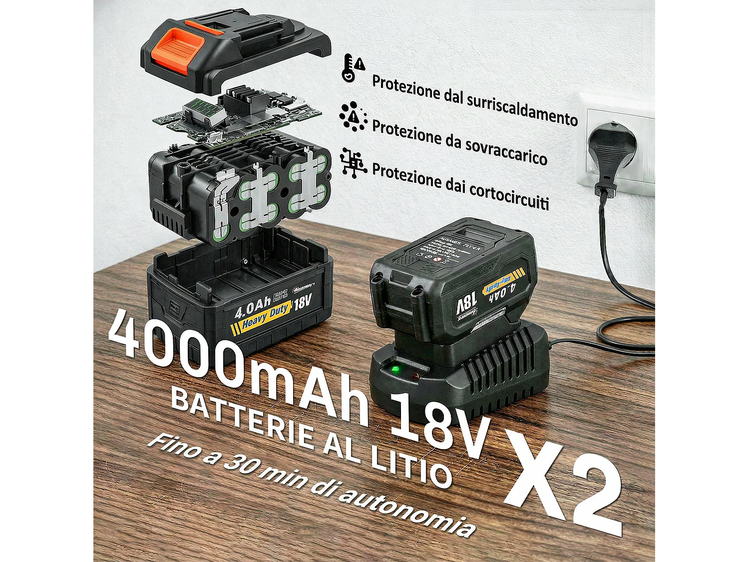 Soffiatore per foglie cordless 36v plastica verde
