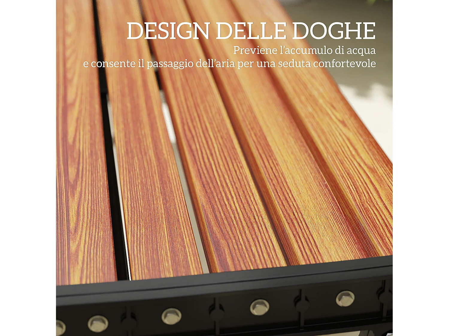 Panchina per esterno 2 posti in metallo color legno nero