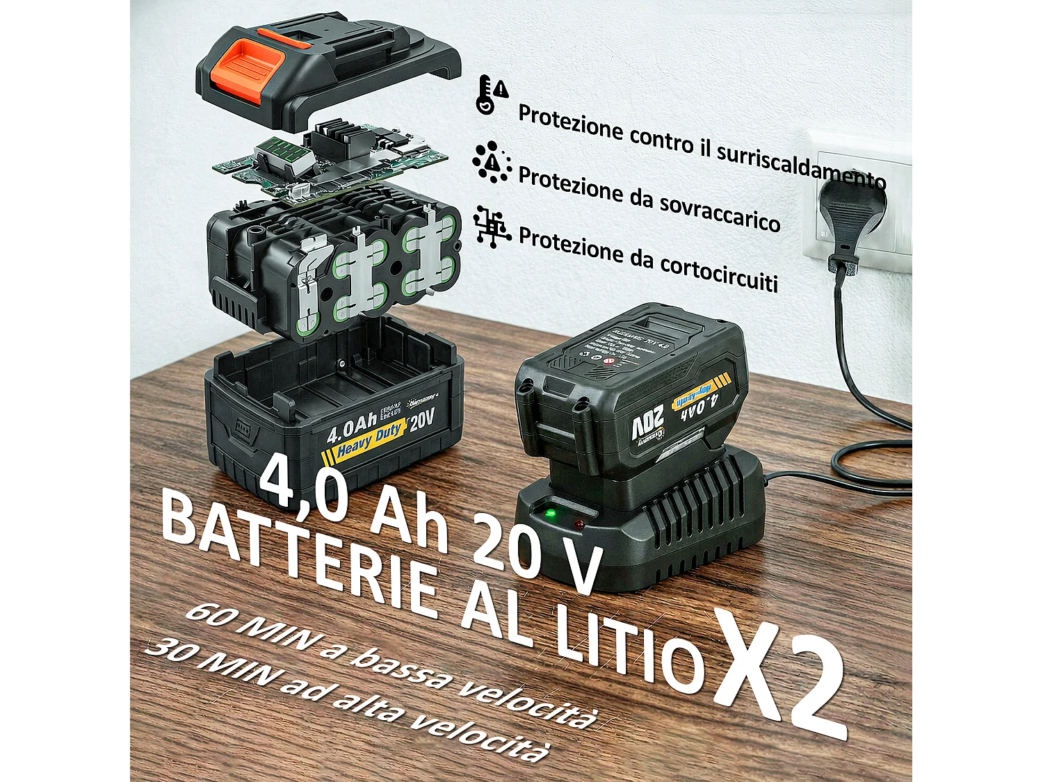 Soffiatore senza fili con due batterie
