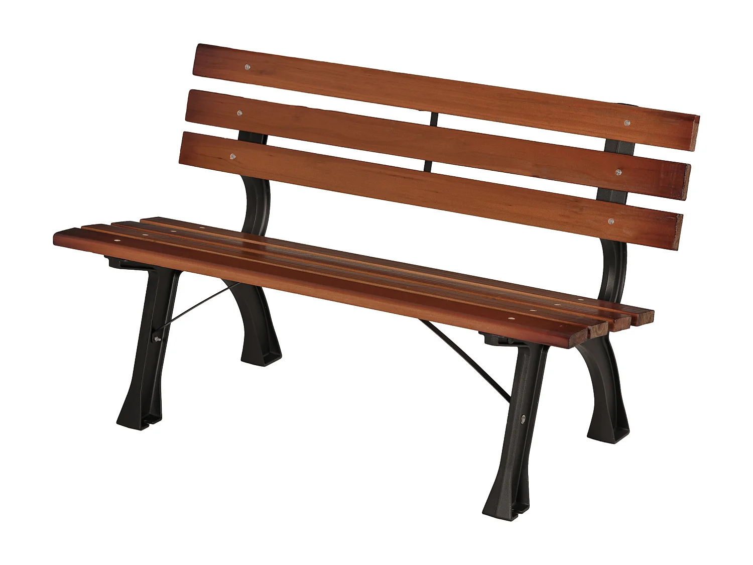 Panchina da giardino 2 posti in ghisa e legno colore caffè