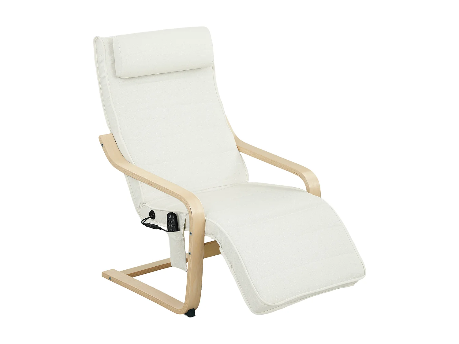 Poltrona relax riscaldante con poggiapiedi regolabile crema e legno