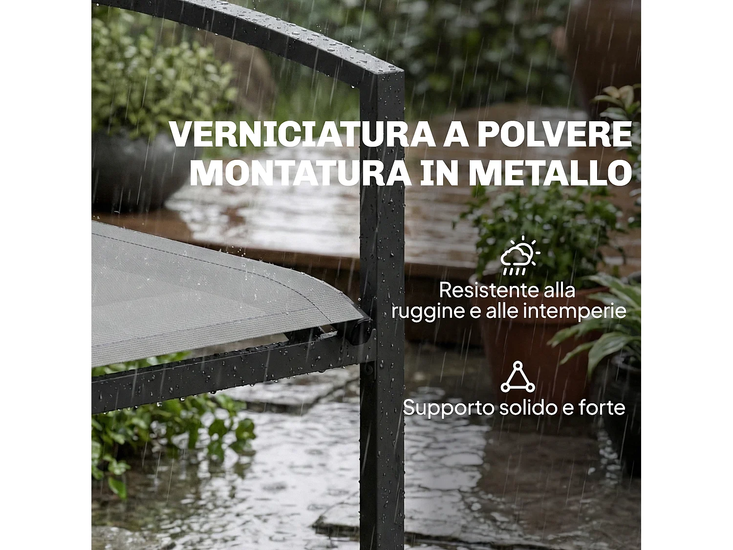Panca da giardino 2 posti in metallo texteline grigio