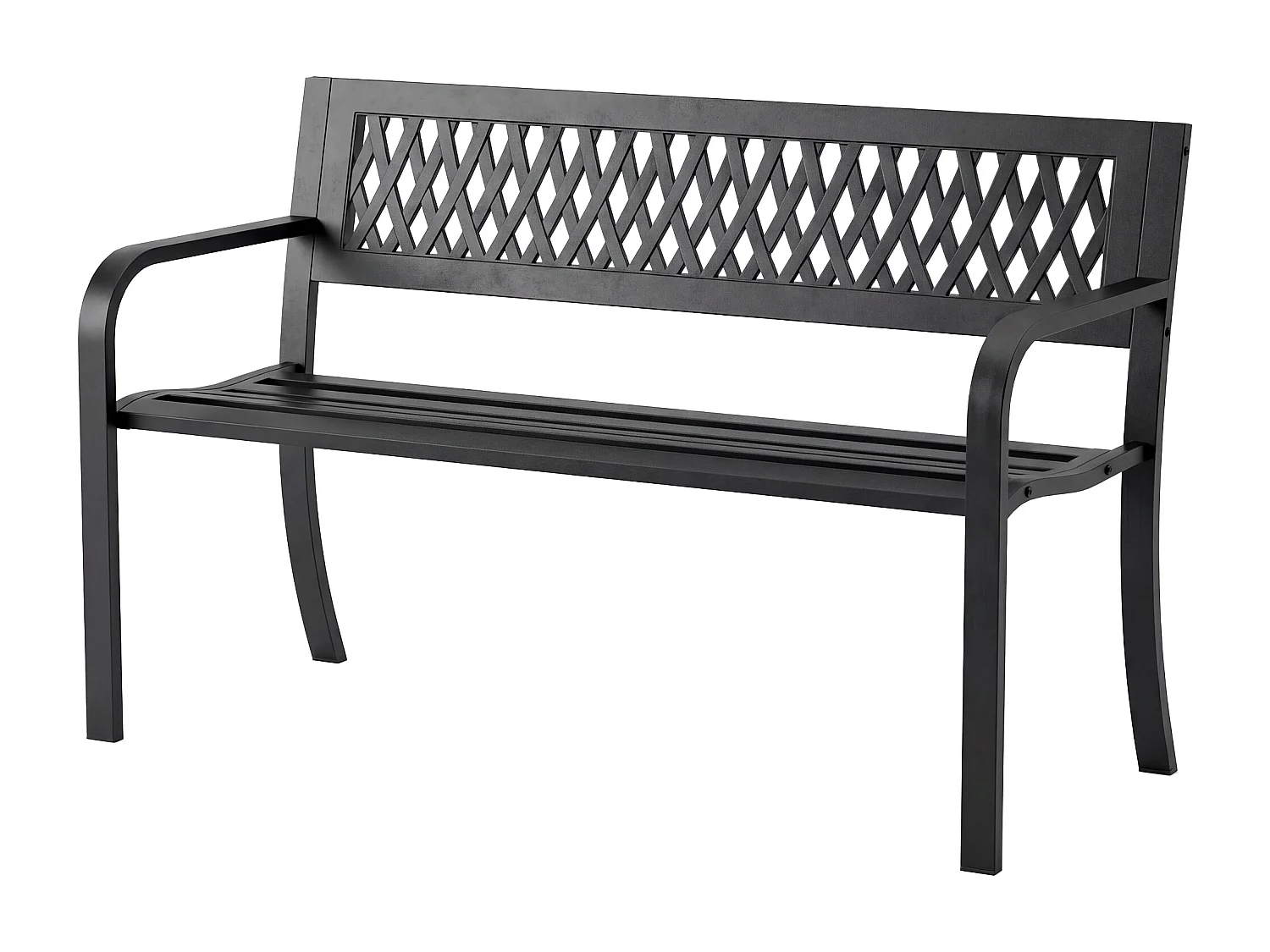 Panchina da giardino 2 posti a doghe in metallo nero