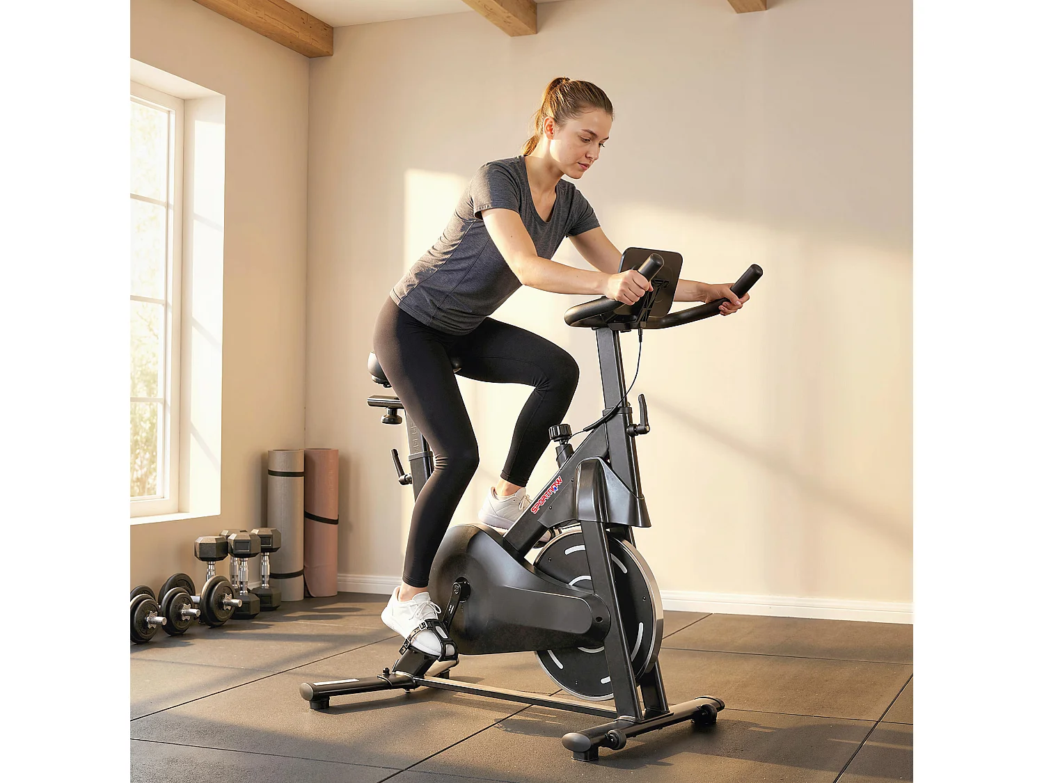 Cyclette magnetica regolabile con display lcd nero