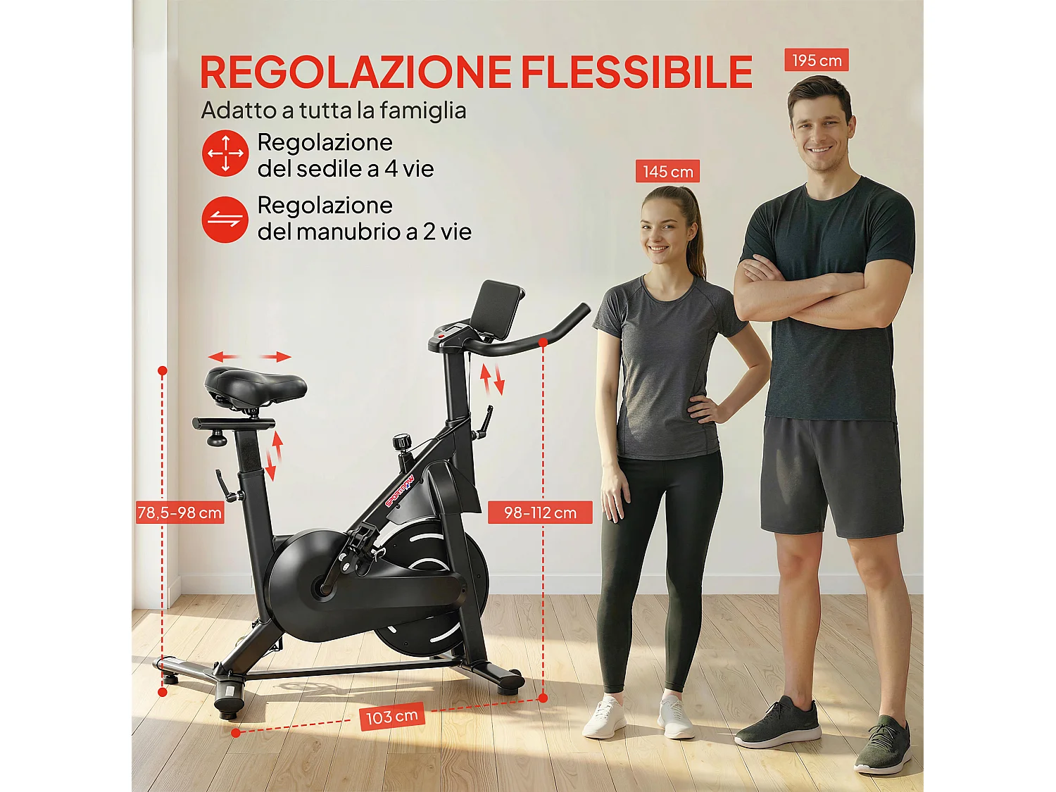Cyclette magnetica regolabile con display lcd nero